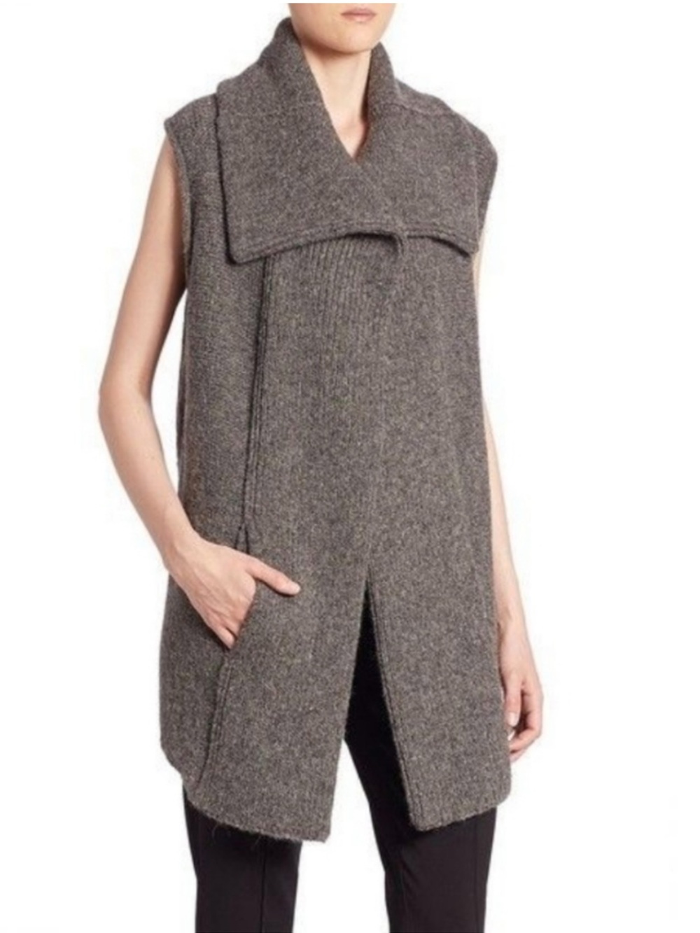 Brochu Walker 93% Alpaca Cardigan Vest Knitted Crochet Super Soft Minimalist